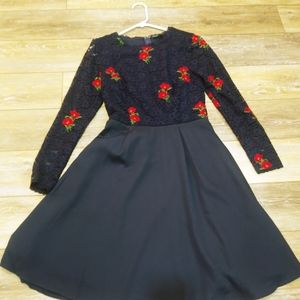 Modcloth Navy and Red Floral Dress